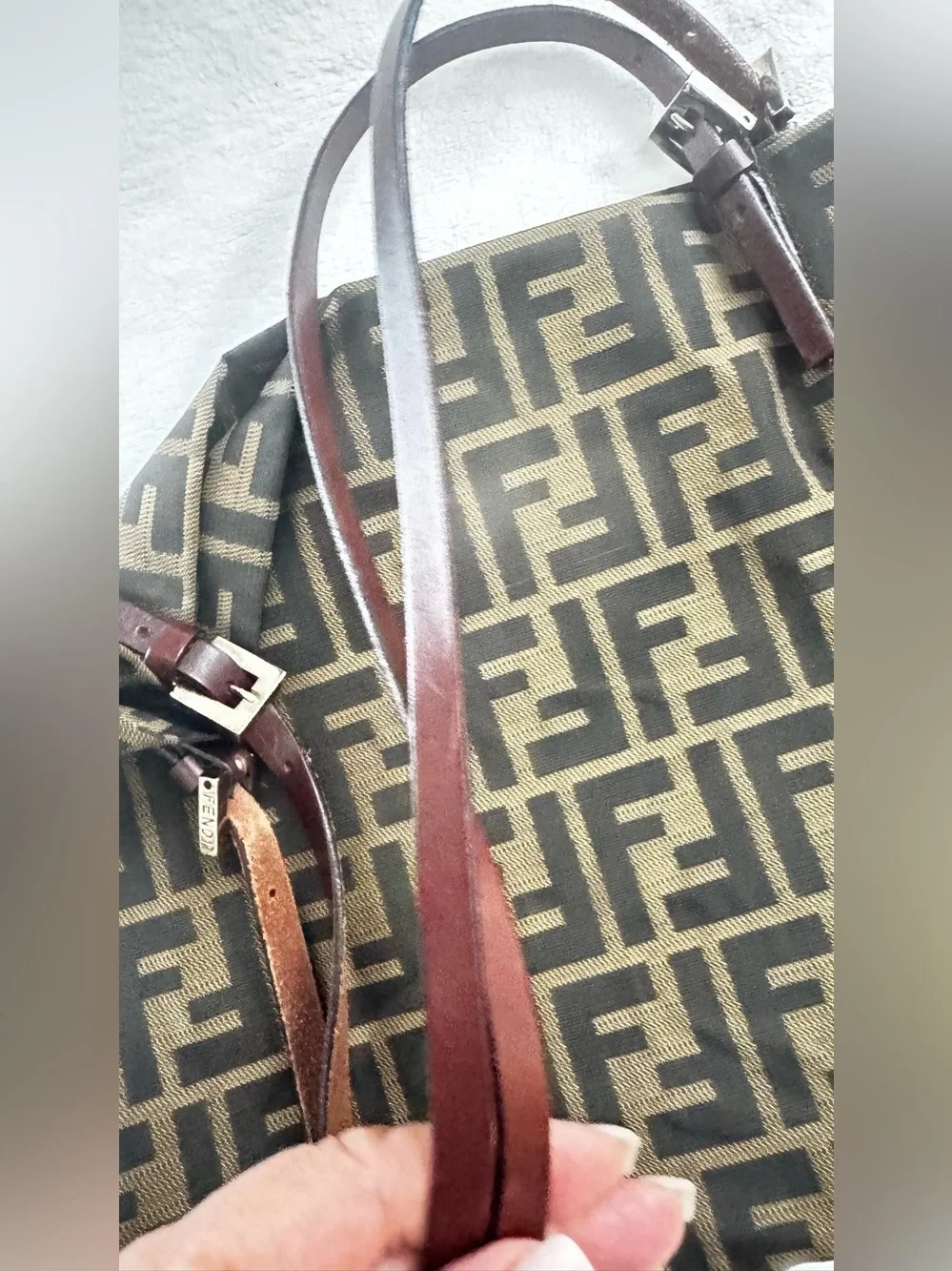 Fendi Zucca Canvas Tote vintage bag, interior serial # tag